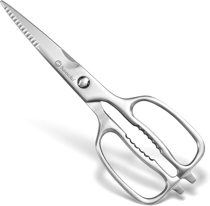 Sunnecko Heavy Duty Kitchen Scissors - Stainless Steel Kitchen Shears, Ultra Sharp Micro Serrated Poultry Shears, Cooking Scissors for Meat, Dishwasher Safe