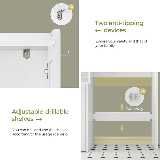 Over The Toilet Storage Cabinet with Pulley Small Bathroom Storage Cabinet, Space Saver W/Adjustable Shelf & Open Shelf for Bathroom, Restroom, Laundry (White-Type A)