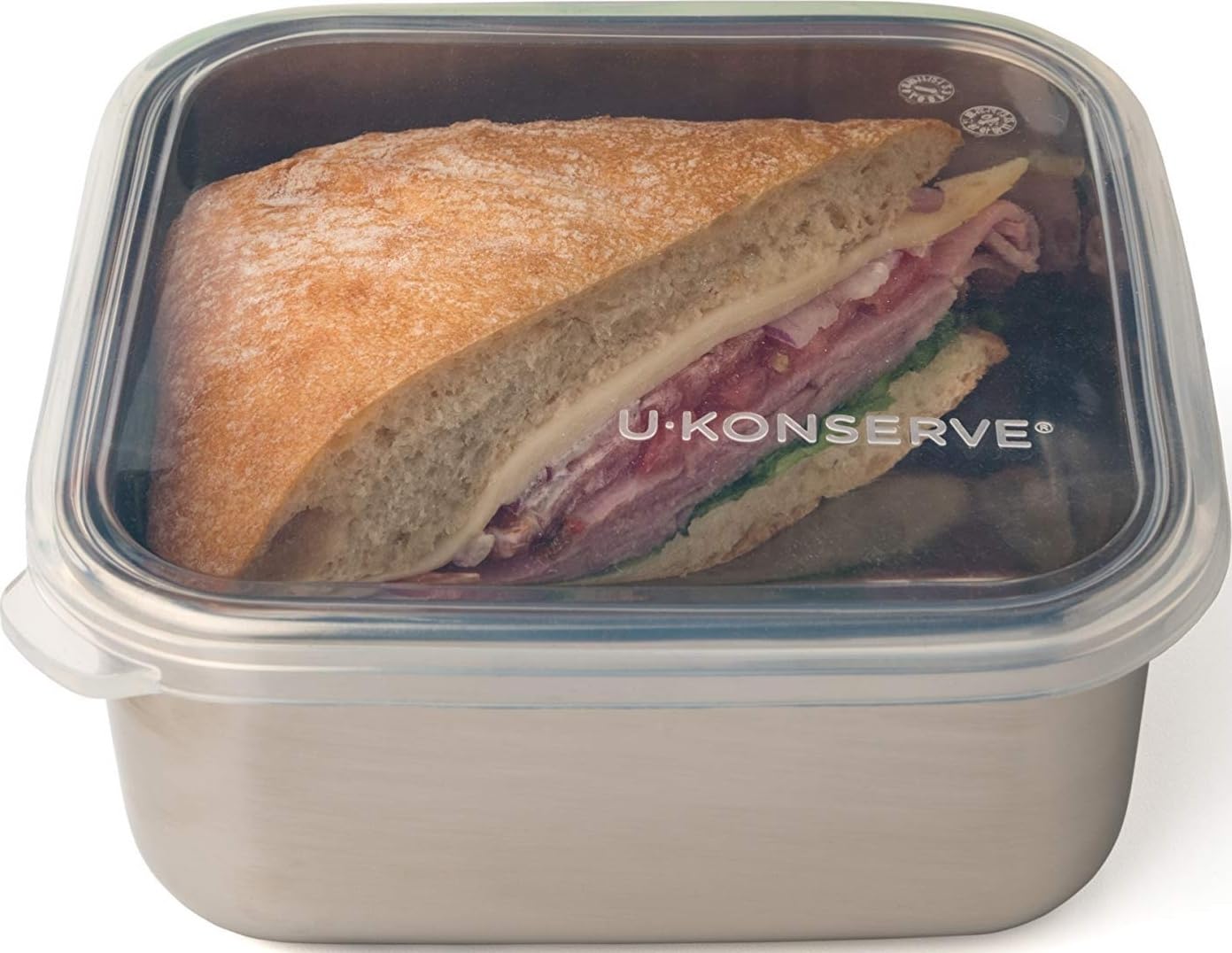 U-Konserve 30 oz Stainless Steel Bento Box Food Container Blue Silicone Lid