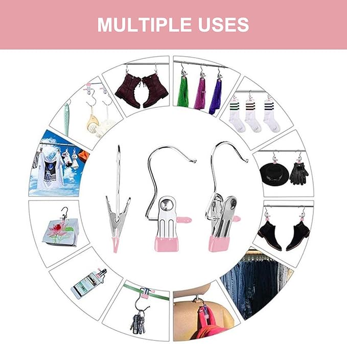 Boot Hangers for Closet, Hanging Clips Laundry Hooks Clothes Pins Closet Hanger Organizer Clamps Socks Towel Clips Heavy Duty Clothespins Bulk Hanger Clips for Closet Travel Pants Socks Handbags