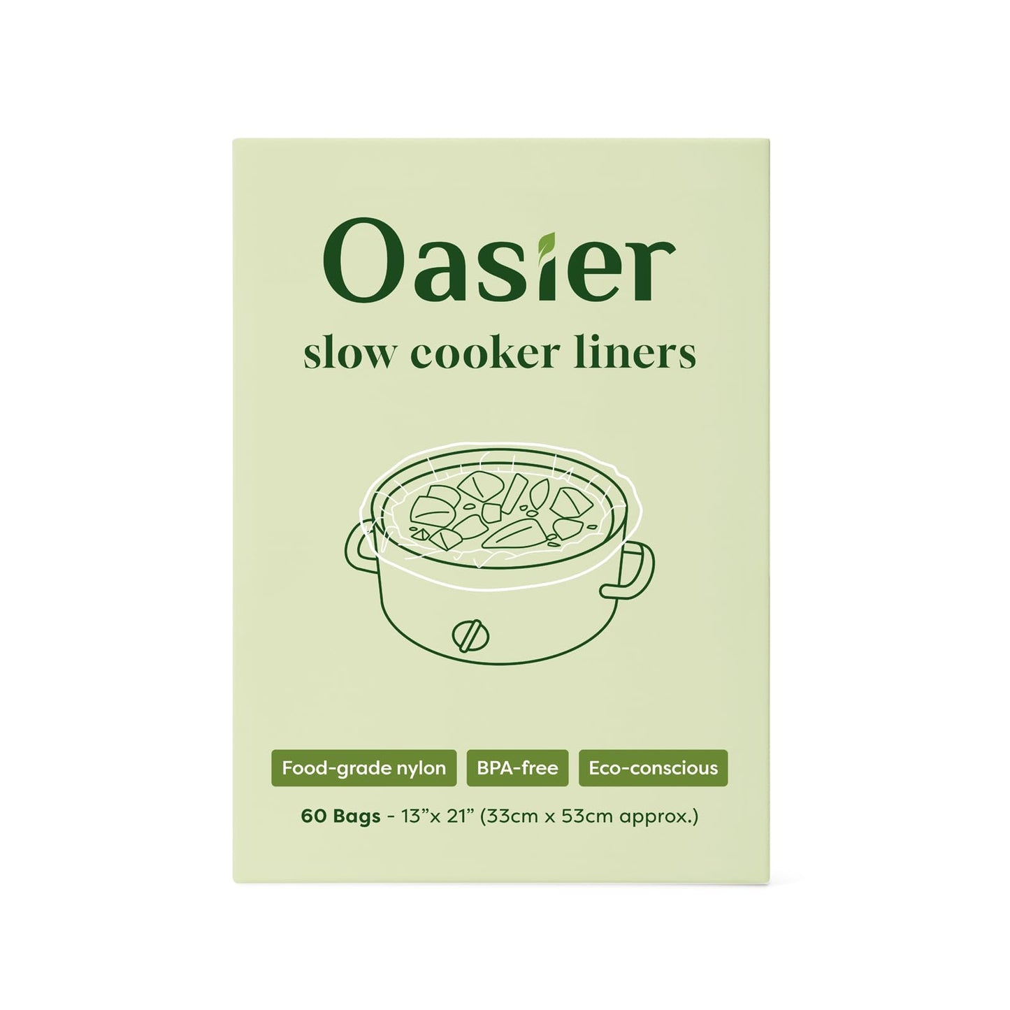 Oasier Slow Cooker Liners 33 Count, Large Size 13" x 21" Pot Bags, BPA-Free
