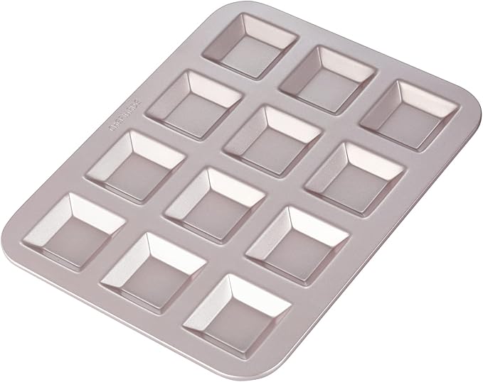 CHEFMADE Financier Cake Pan, 8-Cavity Non-Stick Muffin Pan Biscuits Cookies Bakeware for Oven Baking (Champagne Gold)
