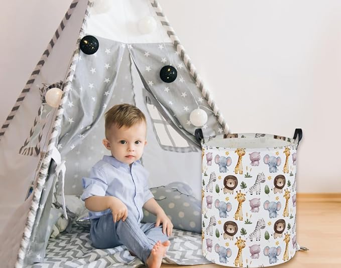 Kids Laundry Basket Animal Hamper for Nursery Boy and Girl Cute Kids Toys Storage Bin Organizer Room Decor for Home(Zoo)