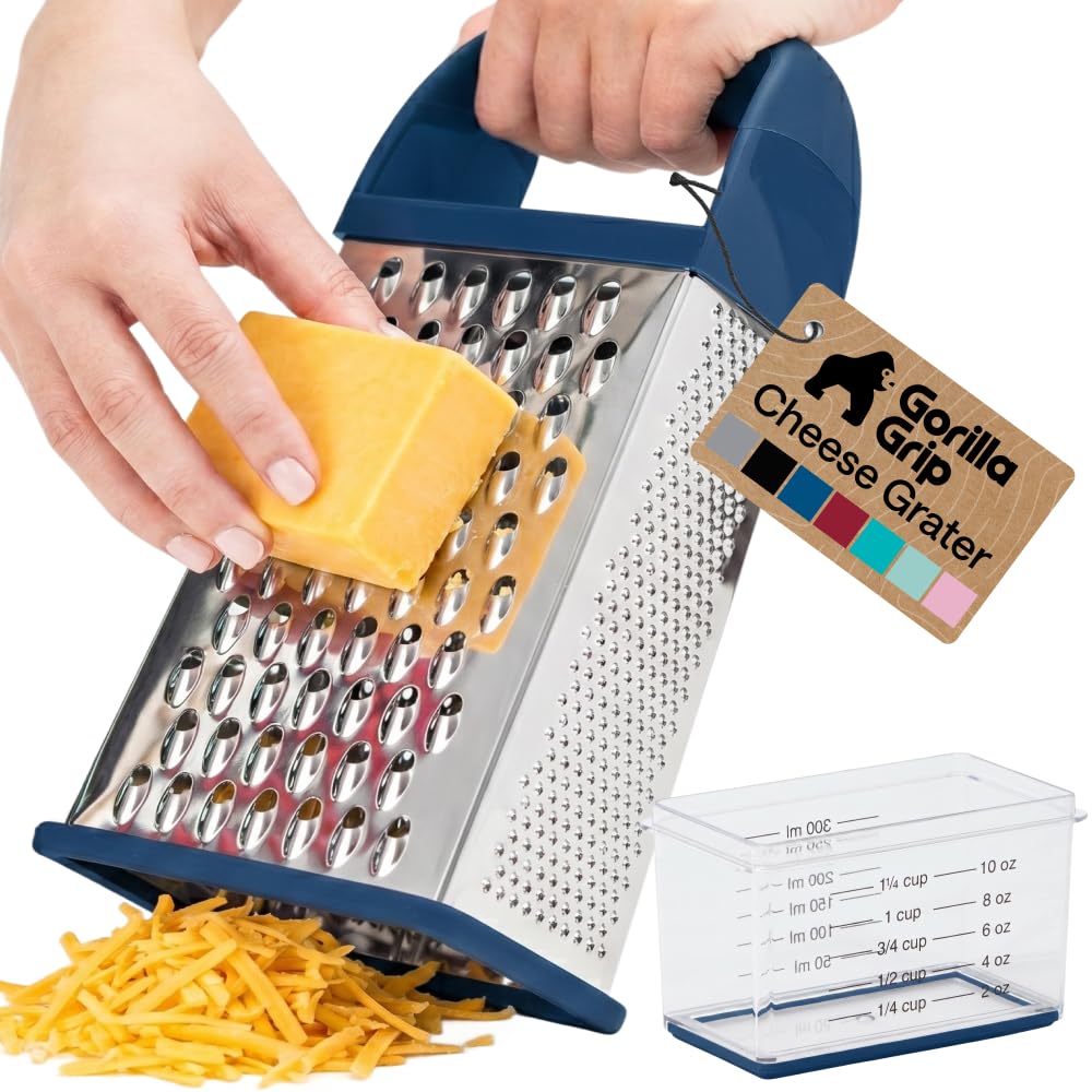GORILLA GRIP® XL 4-Sided Stainless Steel BPA-Free Cheese Grater, Gray