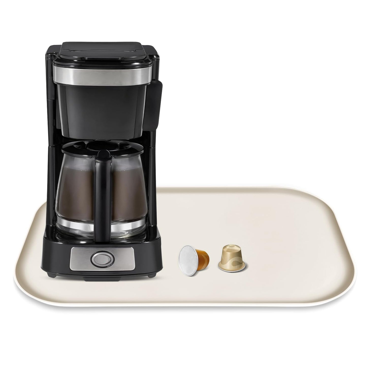 Silicone Coffee Maker Mat with Lip for Countertops, 24'' x 16'', Grey