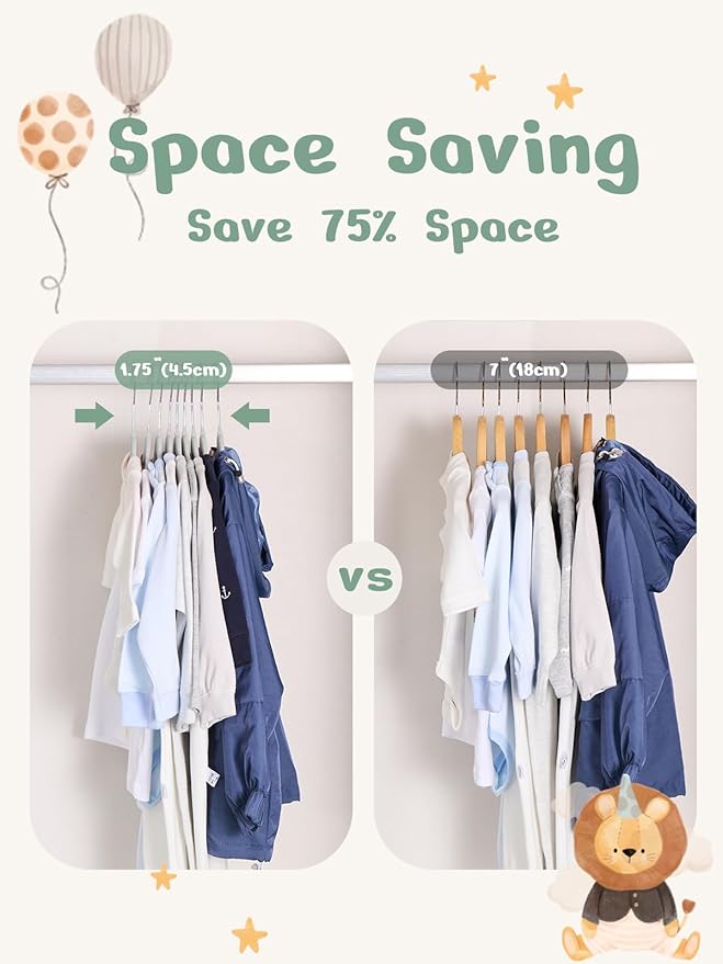 HOUSE DAY 11 Inch Velvet Baby Hangers 50 Pack Grey, Premium Kids Hangers for Children, Infant & Toddler Clothes, Durable Non Slip Small Baby Felt Hanger for Closet, Ideal for Everyday Use