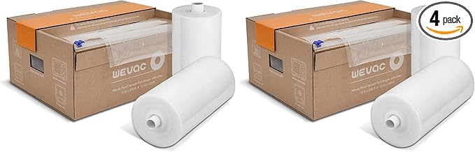 Wevac 8''x100' & 11''x100' 2 Rolls Food Vacuum Seal Roll Keeper with Cutter, Ideal Vacuum Sealer Bags for Food Saver, BPA Free, Commercial Grade, Great for Storage, Meal prep and Sous Vide (Pack of 2)