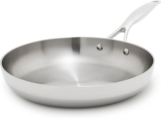 GreenPan Valencia Pro Tri-Ply Stainless Steel 8” Frying Pan Skillet, PFAS-Free Ceramic Nonstick Coating, Induction Ready Cookware, All Cooktops, Eggs & Omelets, Dishwasher & Oven Safe 600F