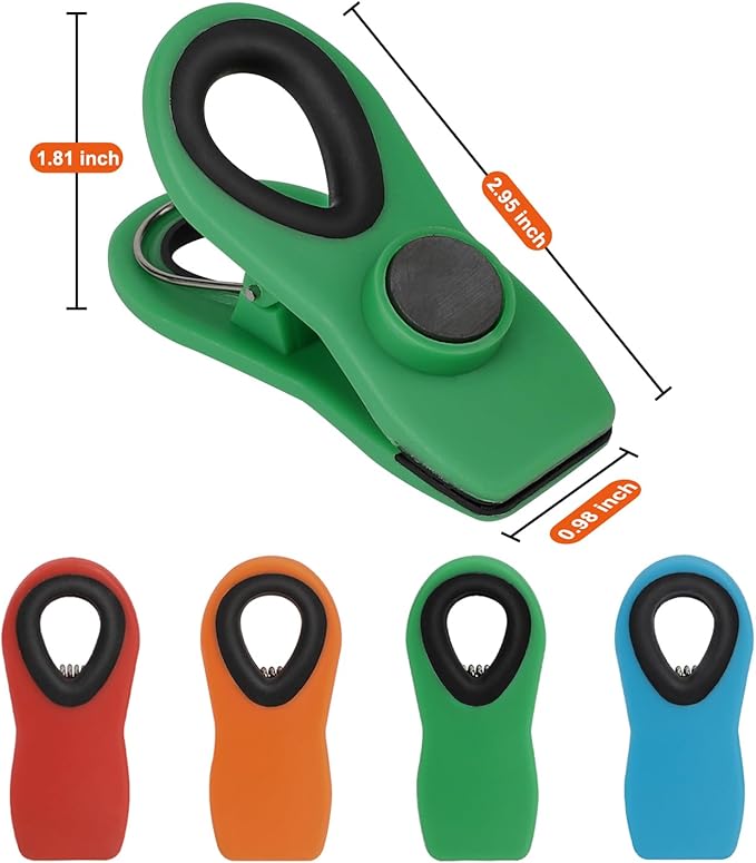 TACGEA Chip Clips, Magnetic Bag Clips with Air Tight Seal for Food Storage, 16 Pieces, Multicolor