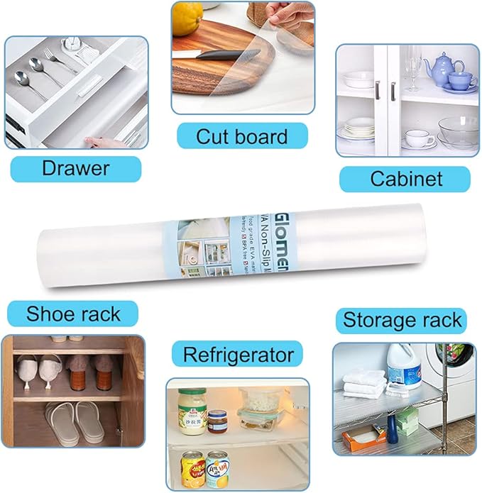 Shelf Liner, Non-Slip Cabinet Liner, Washable Oil-Proof for Kitchen Cabinet, Shelves, Refrigerator, Storage, Desks, 20 Inches x 20 FT, Non Adhesive Drawers Liner… (20 Inches x 20 FT, Thickened)