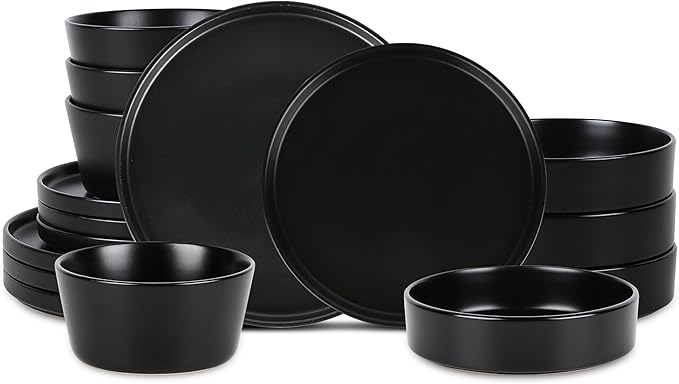 Stone Lain Celina Stoneware 12-Piece Dinnerware Set, Dinner and Pasta Bowls, White