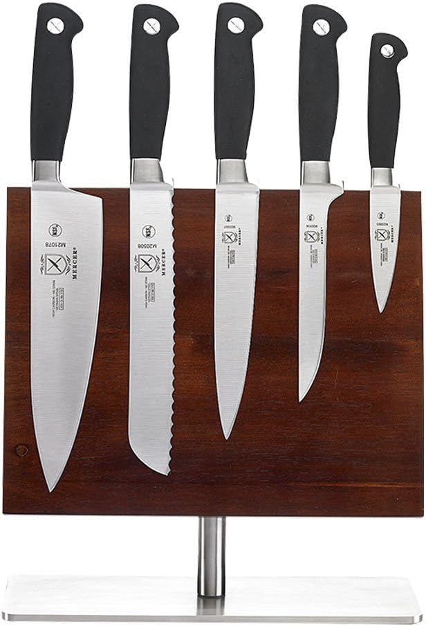 Mercer Culinary M20000 Genesis 6-Piece Forged Knife Block Set, Tempered Glass Block,Black