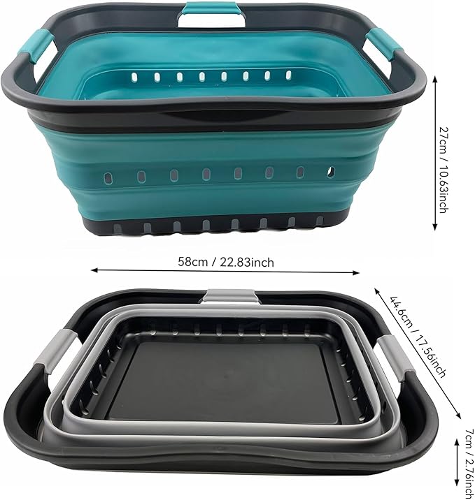 SAMMART 42L (11 gallon) Collapsible Plastic Laundry Basket - Foldable Pop Up Storage Container/Organizer - Portable Basket - Space Saving Hamper/Basket