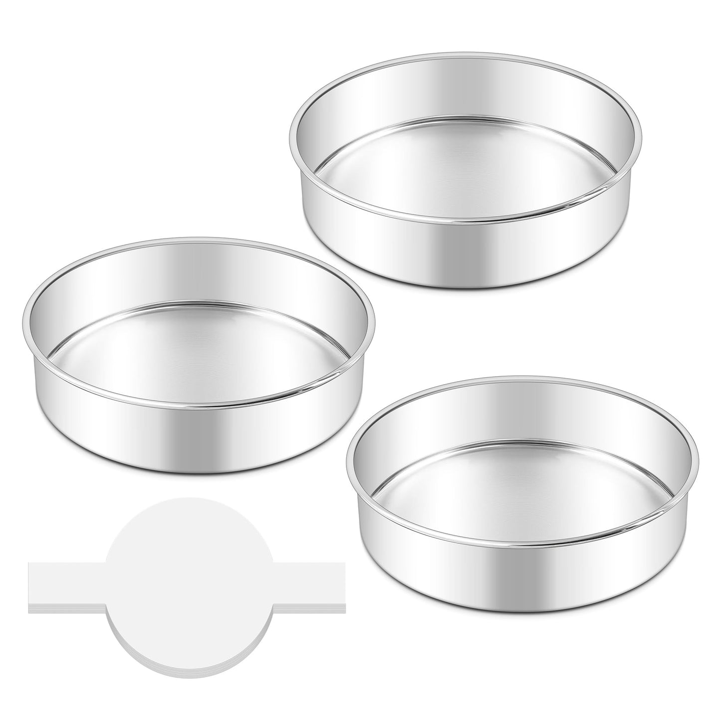 LIANYU 6 inch Cake Pans for Baking, Round Cake Pan Set of 4, Nonstick Stainless Steel Baking Tin Bakeware for Birthday Wedding Party, Non Toxic Coating, 3 Inch Deep