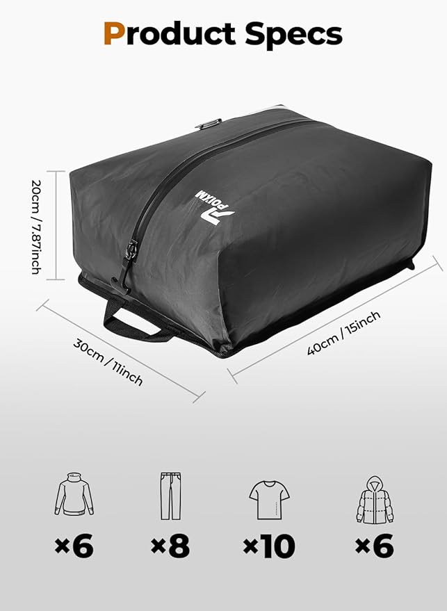 POIXM Vacuum Bags for Travel with Pump, Reusable Space Saver Bag, IP67 Waterproof Vacuum Packing Cubes for Travel Suitcases and Backpack (1PC + PUMP)
