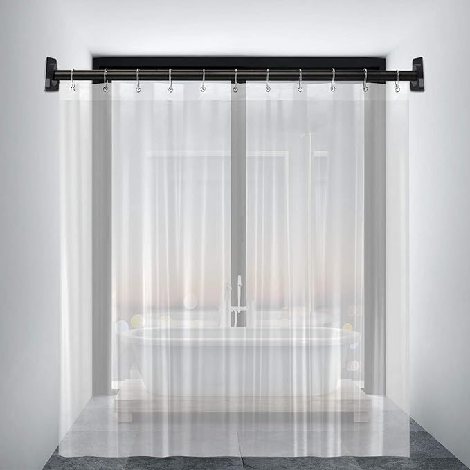 Black Shower Curtain Rod Holder for Wall Mount | Adhesive Shower Tension Rod Retainer for Tile | No Drilling | Stick On | 2 Pack, (Shower Curtain Rod Not Included)