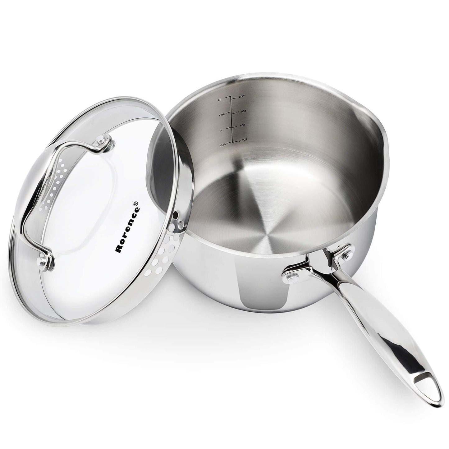 Rorence 3.7 Quart Stainless Steel Induction Sauce Pan with Lid