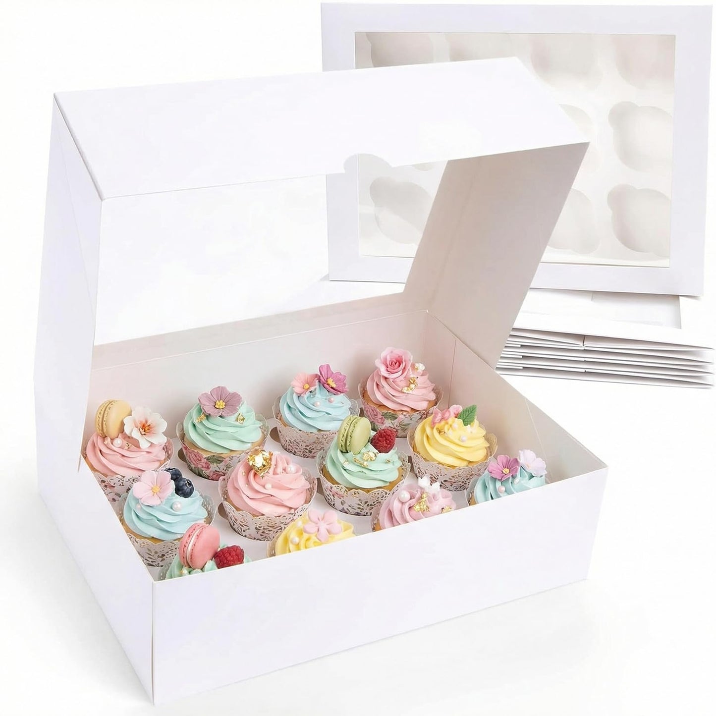 VGOODALL 6 PCS Cupcake Containers, 12 Count Cupcake Holders with Window