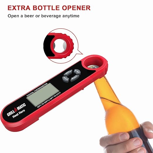 GRILLMATIC Heat Hero Digital Instant Read Meat Thermometer for Cooking and Baking with Backlight, Hold Function & Magnet for Kitchen, Beef, Grill, BBQ, Candy and Turkey