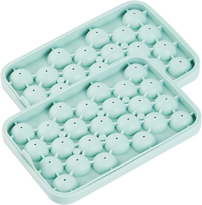 Obsoorth Round Ice Cube Tray 2 Pack BPA Free Silicone Flexible Easy Release 1.1 Inch x 50PCS Small Ice Ball Maker Mold for Whiskey, Cocktail, Chilling (Yellow)