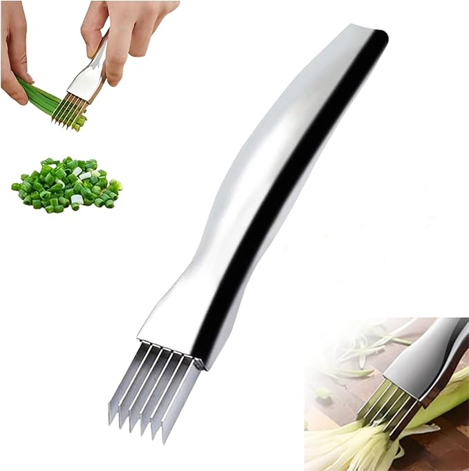 Morekfly Shred Silk The Knife, 2026 Upgrade Green Onion Cutter Stainless Steel Chopped Kitchen Slicing Tool Cutter for Vegetables Onion Garlic, Multifunctional Kitchen Food Vegetable Cutters (4Pack)