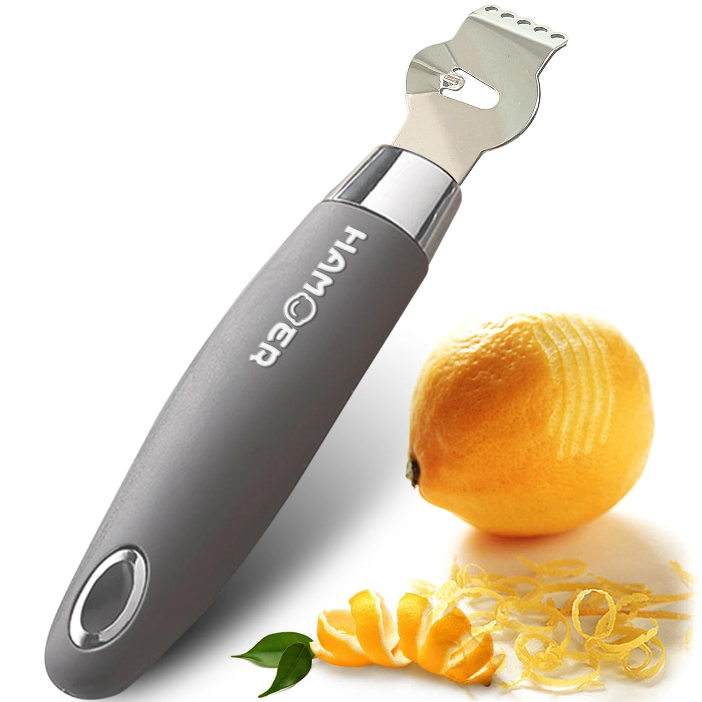 HAMOER Lemon Citrus Zester Channel knife for Lemon Twist Grates 2in1 Tool