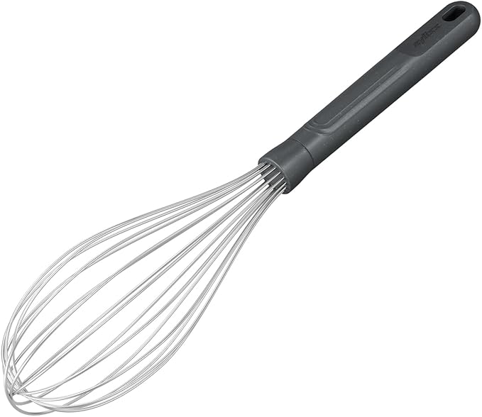 Zyliss Hand Whisk - Sustainable Wheat Straw & Stainless Steel - Balloon Whisk with Grip Lines - Dishwasher Safe - Ideal for Cooking, Mixing, Beating Eggs - Beluga Grey, 26cm x 6cm - Medium