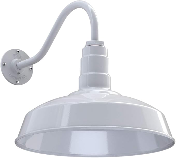 11" Straight Arm Barn Light Outdoor | Farmhouse | Modern Gray/Brass