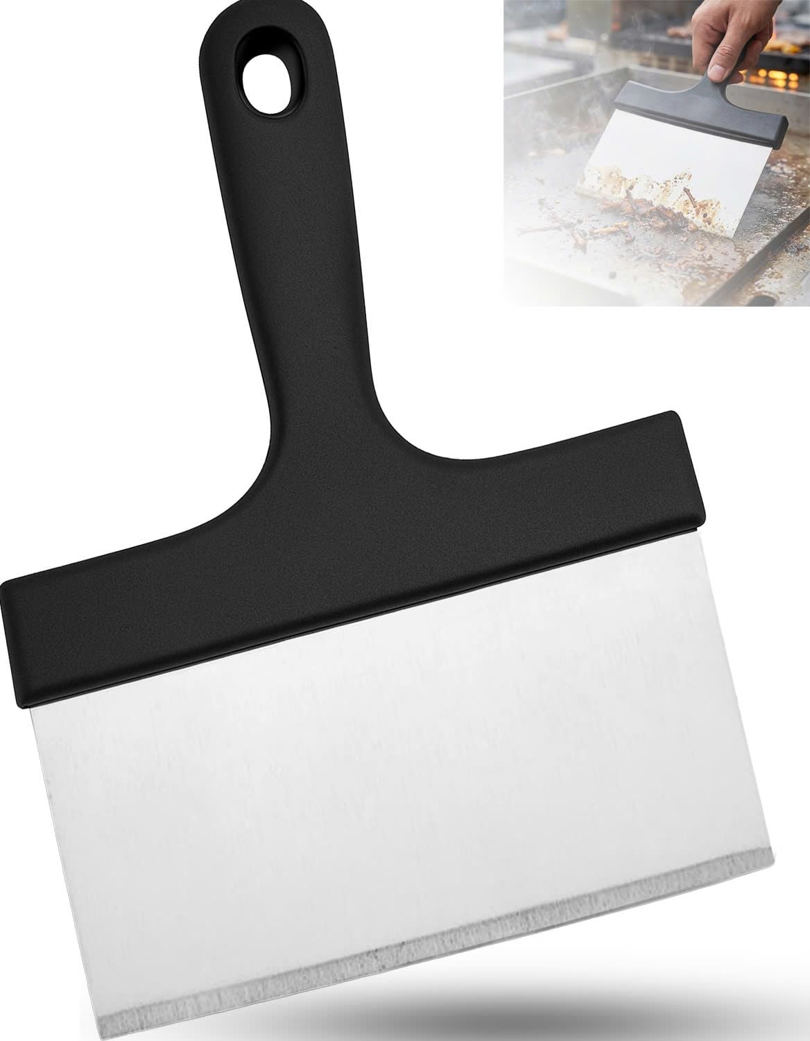 Grill Scraper, Stainless Steel Flat Top Cleaner for Outdoor Grill