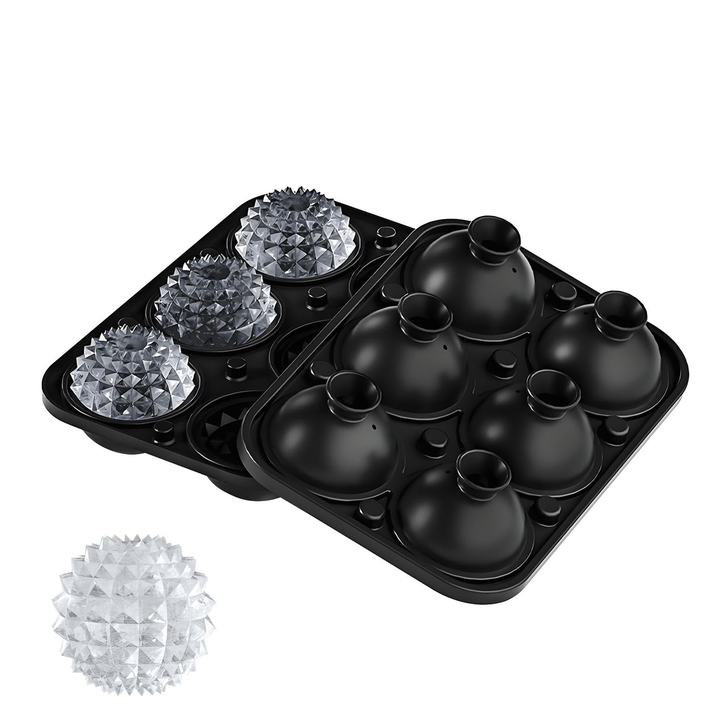 Samuelworld Large Ice Ball Maker with Lid, 12 x 2.5 Inch Ice Balls - Food Grade, Easy To Fill Round Silicone Ice Tray, Perfect Spheres Craft Ice Maker for Whiskey, Cocktails, Gifting - Grey