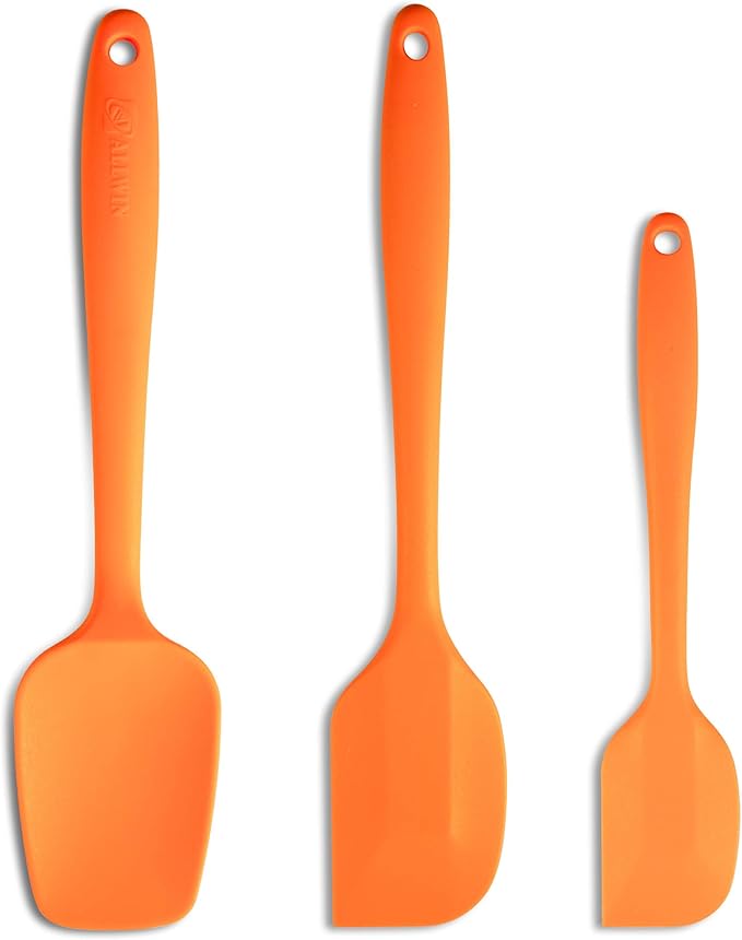 3-Piece Silicone Spatula Set, 600°F Heat Resistant, Orange