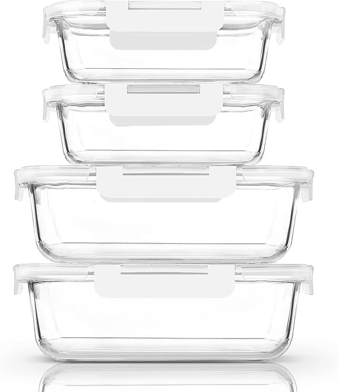 M MCIRCO 80 oz & 36 oz Extra Large Glass Food Storage Containers with Lids