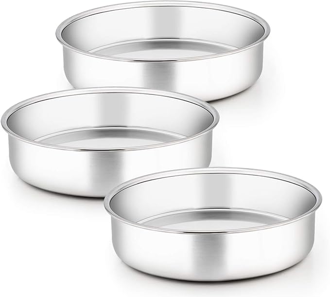 TeamFar 6 Inch Cake Pan, Stainless Steel Round Smash Cake Pan Baking Pans