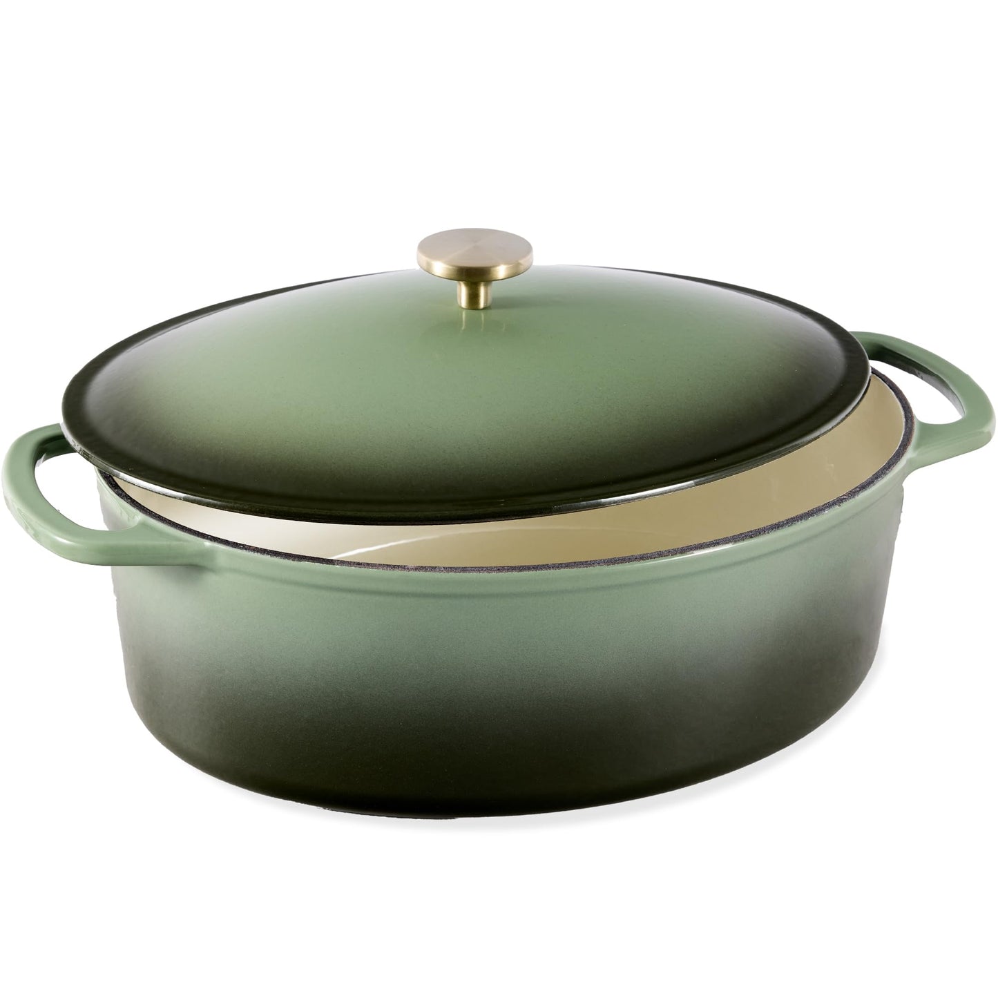 Best Choice Products Oval 7.5 Quart Enamel Cast-Iron Dutch Oven, Heavy-Duty Pre-Seasoned for Baking, Cooking w/Side Handles – Black Licorice