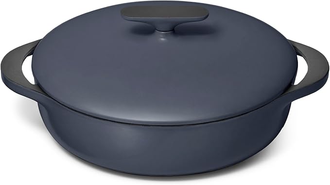 Caraway Enameled Cast Iron Braiser Pan for Slow Cooking