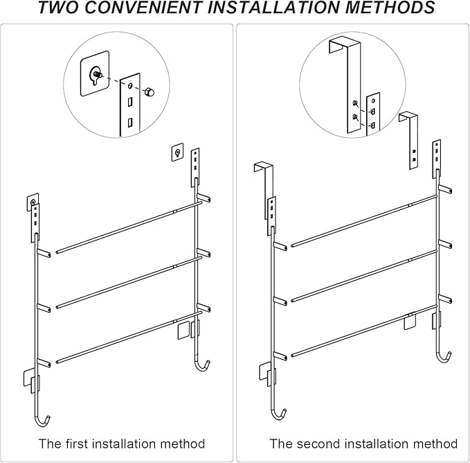 Over The Door Towel Rack, 304 Stainless Steel Towel Racks for Bathroom with 3-Tier Adjustable Pole, 2 Punch-Free Screw Stickers, 22.83 * 17.71-29.52 * 6.14 Inch, Silver