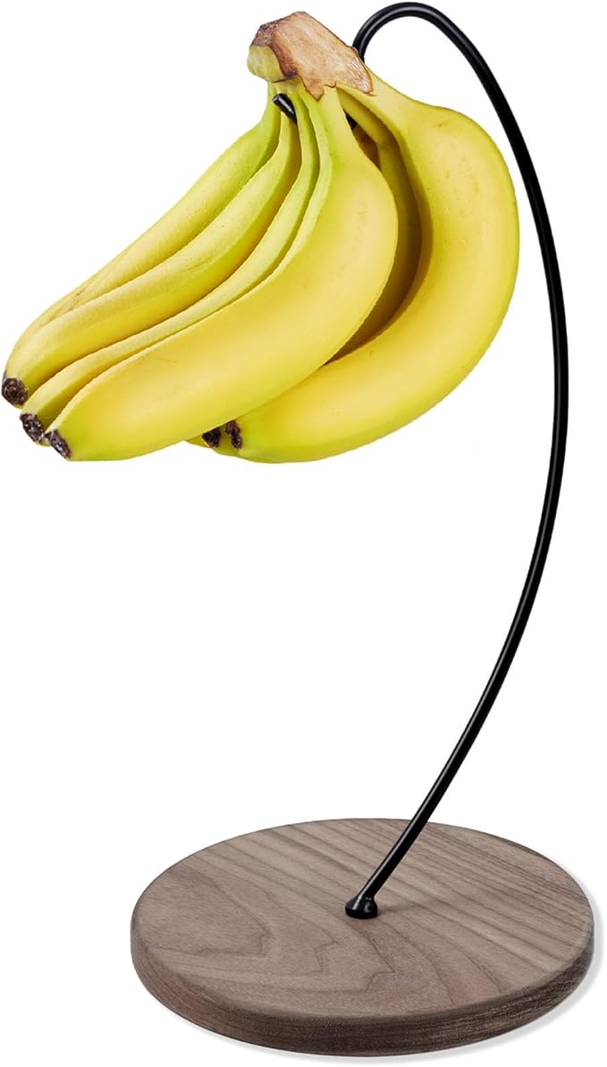 Black Walnut Banana Holder Stand - Banana Hanger Stand Wood, Wooden Bananas Tree Hanger to Keep Bananas Fresh