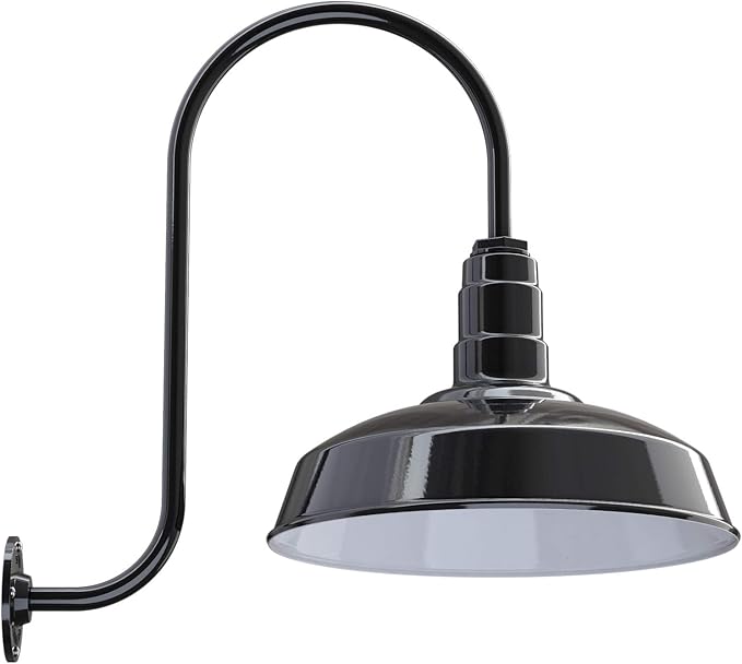 11" Straight Arm Barn Light Outdoor | Farmhouse | Modern Gray/Brass