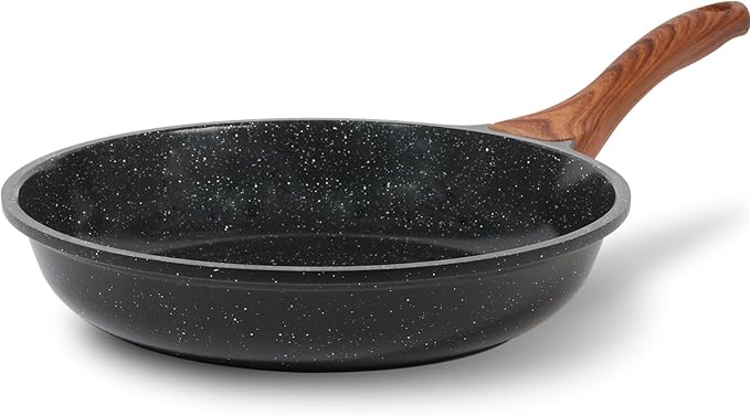 ESLITE LIFE Nonstick Ceramic Frying Pan Skillet with Lid, Non-Toxic Egg Omelette Kitchen Cooking Pans Compatible with All Stovetops (Gas, Electric & Induction), PTFE & PFOA Free (Black, 11" w/Lid)