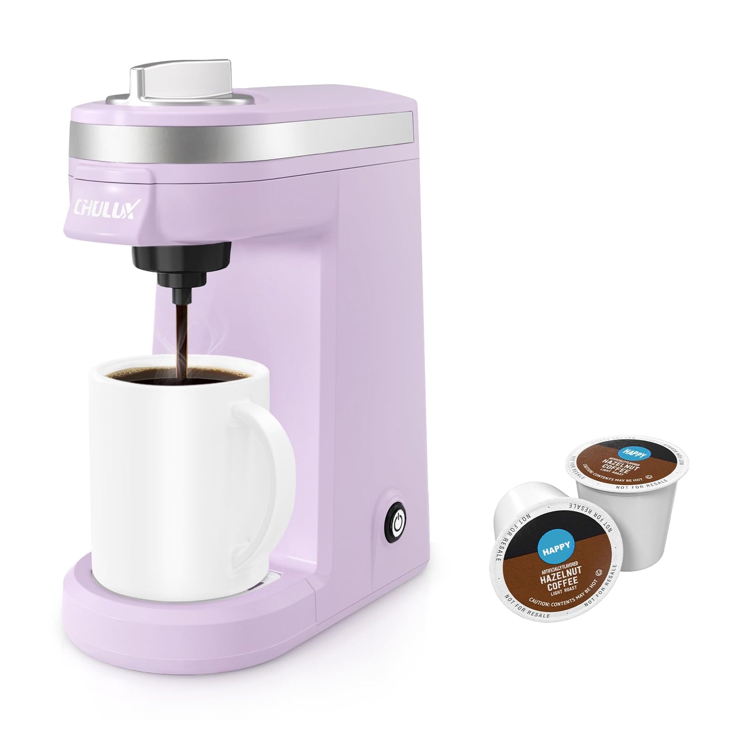 CHULUX Mini Single Serve Coffee Maker, Portable Pod Coffee Machine, White