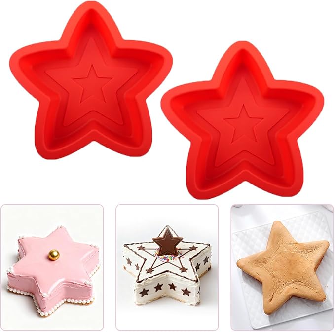 Velicber 2 Pcs Star Shaped Cake Pans 10 Inch Silicone Cake Molds, Nonstick