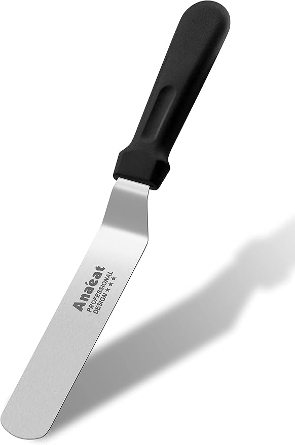 Anaeat Icing Spatulas, Set of 2 Professional Cake Angled Offset Spatula with 6", 8" Stainless Steel Blades - Thickened Frosting Knife with Durable Plastic Handle for Cake Decorating Pastry & Baking