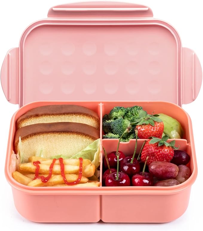 MISS BIG® Bento Lunch Box for Adults & Kids, 1900ml, 3 Compartments, White