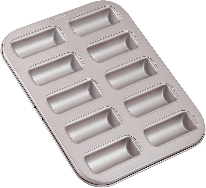 CHEFMADE Financier Cake Pan, 8-Cavity Non-Stick Muffin Pan Biscuits Cookies Bakeware for Oven Baking (Champagne Gold)
