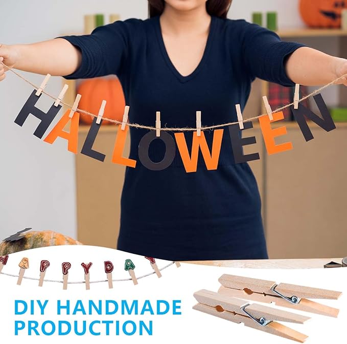 SenseYo 100 Pcs 1.9 Inch Wooden Clothespins Clips for Hanging Clothes, Craft, Home