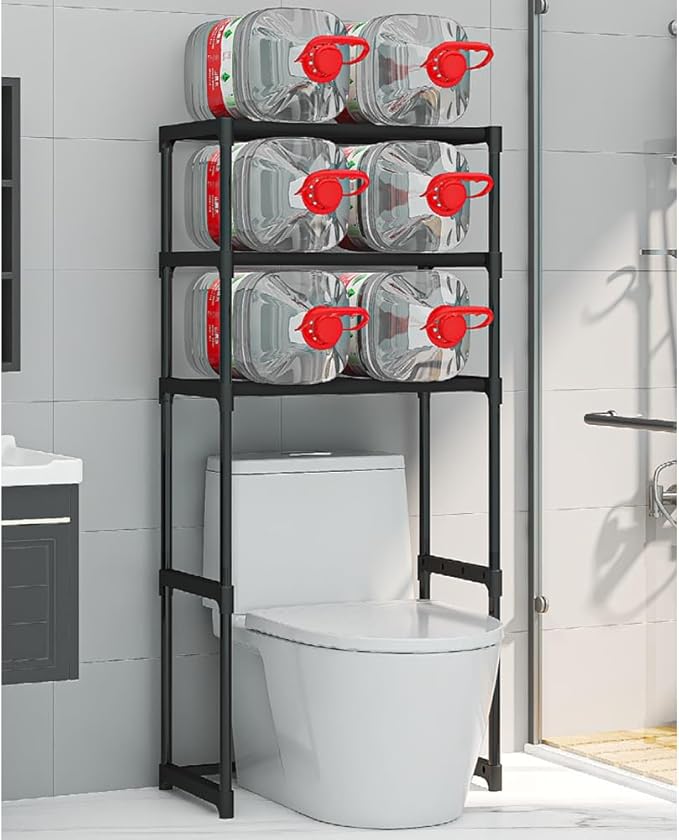 CuisinSmart 3-Tier Over The Toilet Storage, Metal Bathroom Shelve, Over Toilet Bathroom Organizer, Space Saver Bathrooms Shelve for Restroom Laundry Balcony, Black