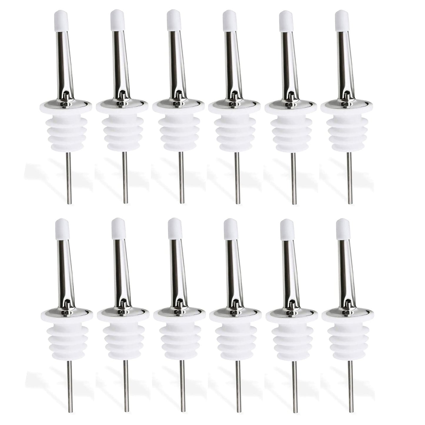 12 Pack Liquor Pour Spouts Set - Stainless Steel bottle spout and Liquor Pourers Dust Caps Covers