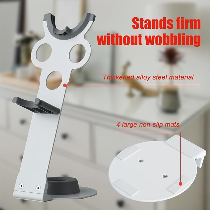 Hair Dryer Stand Holder for Dyson Supersonic Nural, Dyson Blow Dryer Accessory Organizer, Attachments Counter Storage Rack, White