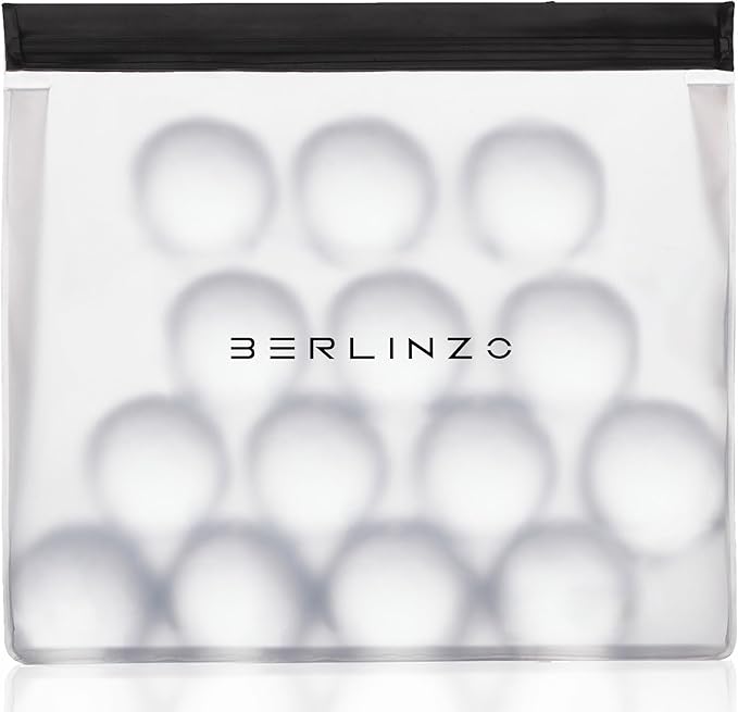 BERLINZO Reusable Ice Storage Bag - Freezer Safe Leak Proof Silicone and Plastic-Free Lunch Bag for Ice and Food Storage - BPA-Free - 2 Pack