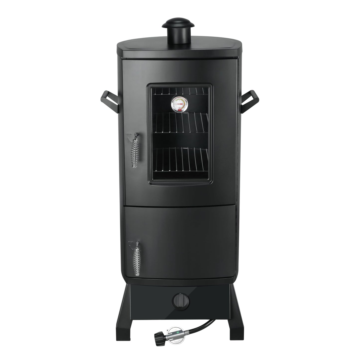 Propane Smoker with Cover, Vertical Meat Gas Smoker Grill Outdoor Heavy Duty 3 Removable Smoking Racks, Black